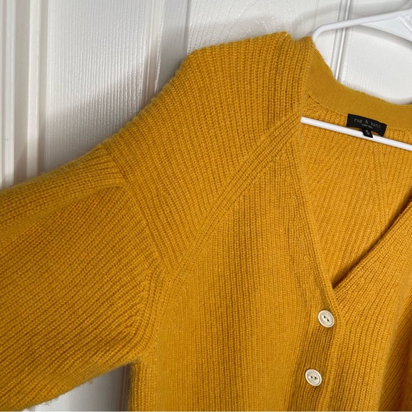 Rag & Bone Liana Merino Wool/Alpaca Blend Chunky Knit Cardigan In Yellow M - Picture 6 of 11